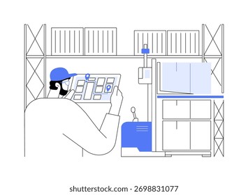 Navigation system isolated cartoon vector illustrations. Smart warehouse manager using navigation software, inventory technologies, professional control of work on stock vector cartoon.