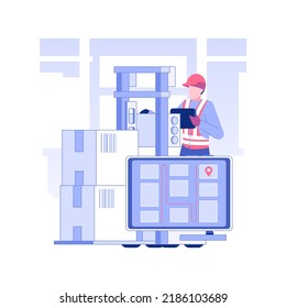 Navigation system isolated concept vector illustration. Warehouse worker using navigation software in stock, wholesale business, foreign trade, transportation process vector concept.