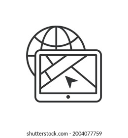 Navigation System vector outline icon style illustration. EPS 10 file 