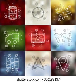 navigation timeline presentations with blurred unfocused background