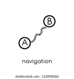 Navigation trajectory icon. Trendy modern flat linear vector Navigation trajectory icon on white background from thin line Maps and Locations collection, editable outline stroke vector illustration