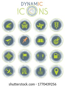 navigation transport map vector icons on white background with dynamic lines for animation for web and user interface design