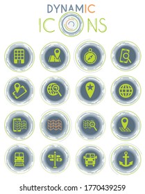 iconos vectoriales de mapas de transporte de navegación en fondo blanco con líneas dinámicas para animación para diseño de interfaz web y de usuario