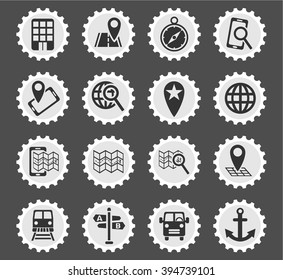 navigation transport map web icons for user interface design