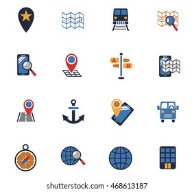 navigation transport map web icons for user interface design