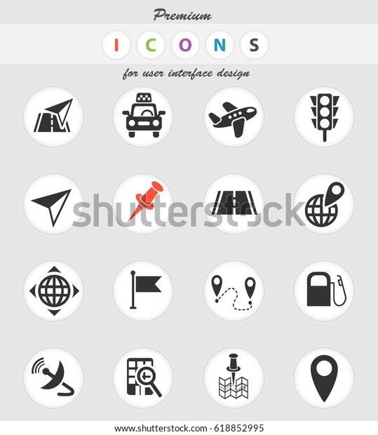 navigation transport map web icons for user\
interface design