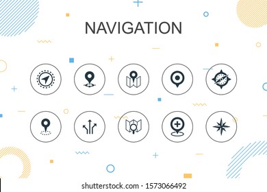 Navigation trendy Infographic template. Thin line design with location, map, gps, direction icons