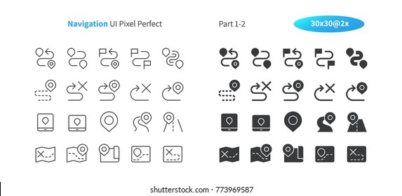Navigation UI Pixel Perfect Well-crafted Vector Thin Line And Solid Icons 30 2x Grid for Web Graphics and Apps. Simple Minimal Pictogram Part 1-2