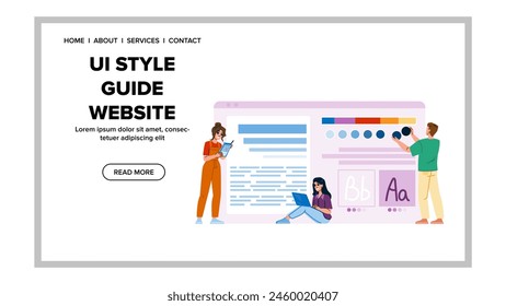 guía de estilo ui de navegación Vector de Sitio web. Botones iconos, Imágenes responsivas, accesibilidad móvil guía de estilo ui de navegación Web de Sitio web ilustración de dibujos animados plana