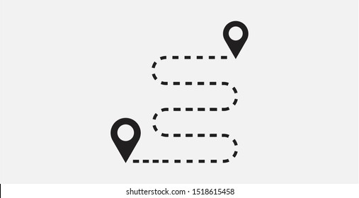 Navigation vector icon. Gps navigation icon. Distance Travelling Roadway