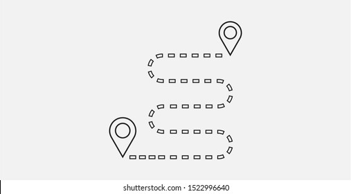 Navigation vector icon. Gps navigation icon. Distance Travelling Roadway. Outline icon
