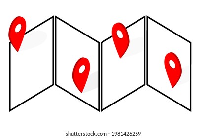 Navigation vector icon. GPS navigation icon. Distance Travelling Roadway. 