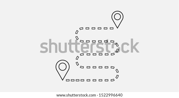 Navigation vector icon. Gps navigation icon.\
Distance Travelling Roadway. Outline\
icon