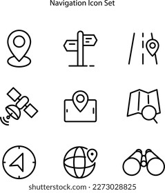 Icono del vector de navegación aislado en fondo blanco. Navegación, ubicación, elementos GPS, conjunto de iconos de línea delgada.