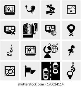 Navigation vector icon set on gray 