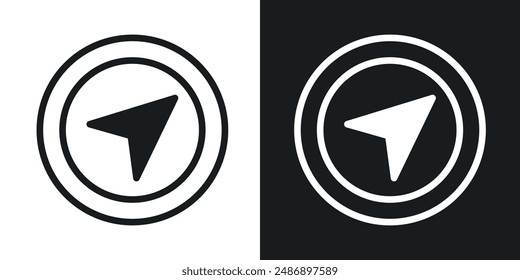 Navigation vector icon set in solid black and white color