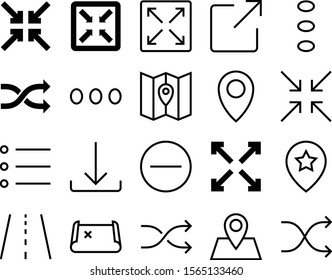 navigation vector icon set such as: asphalt, creative, load, under, highway, drive, race, previous, orientation, wrong, stripe, roadside, outline, nautical, digital, tag, traffic, straight, discovery