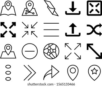 navigation vector icon set such as: mathematical, reference, under, grid, localization, search, delete, navigation icons, path, transfer, page, landmark, script, leaflet, rewind, locator, player
