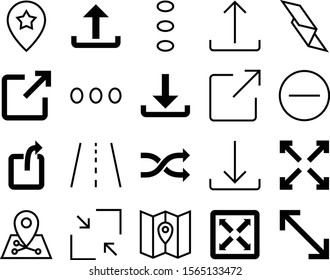 navigation vector icon set such as: plus, trifold, journey, round, highway, fold, minimize, repeat, home, sound, shrink, guide, straight, stripe, small, localization, negative, destination, star