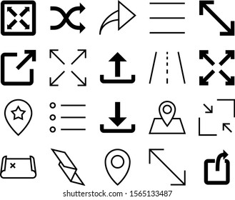navigation vector icon set such as: tag, trifold, shuffle, destination, loop, highway, leaflet, concept, way, find, again, speed, circle, creative, straight, transportation, website, browser