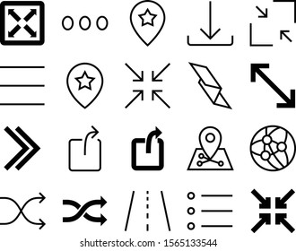 navigation vector icon set such as: more, guide, network, grid, link, information, creative, script, avenue, communication, computer, journey, asphalt, gps, brochure, media, data, stripe, social