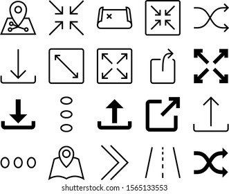 navigation vector icon set such as: roadside, mark, locator, stripe, transport, straight, transportation, fullscreen, destination, highway, pin icon, nautical, professional, collection, city, next