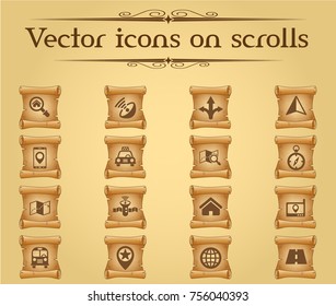 navigation vector icons on scrolls for your creative ideas