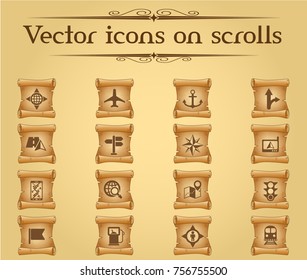 navigation vector icons on scrolls for your creative ideas