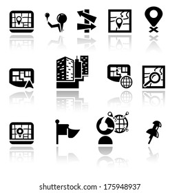 Navigation vector icons set. EPS 10. 