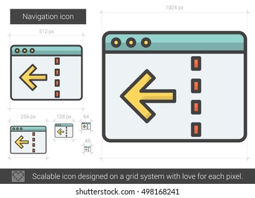 Navigation vector line icon isolated on white background. Navigation line icon for infographic, website or app. Scalable icon designed on a grid system.