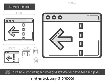 Navigation vector line icon isolated on white background. Navigation line icon for infographic, website or app. Scalable icon designed on a grid system.