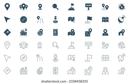 Navigation vector line icon set. location, map, GPS, place, address, pointer, direction, icons illustration