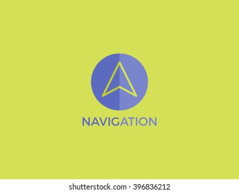 Navigation vector logo. Navigation line icon with circle.