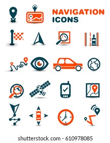 Conjunto de iconos de la prima del vector de navegación