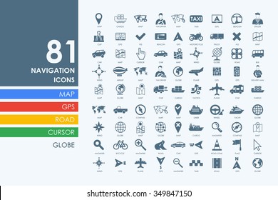 navigation vector set of modern simple icons