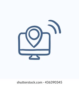 Navigation vector sketch icon isolated on background. Hand drawn Navigation icon. Navigation sketch icon for infographic, website or app.