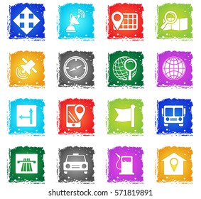 navigation vector web icons in grunge style for user interface design