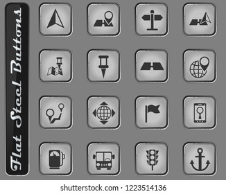 navigation vector web icons on the flat steel buttons