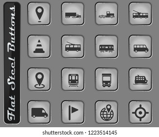 Navigation vector web icons on the flat steel buttons