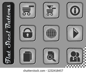 Navigation vector web icons on the flat steel buttons