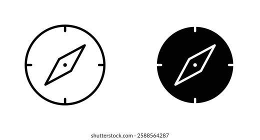 Navigation vectors icons set in filled and strokes on white background