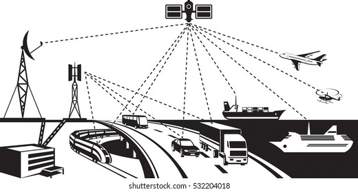 Navigation And Vehicle Tracking - Vector Illustration