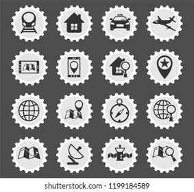 navigation web icons stylized postage stamp for user interface design