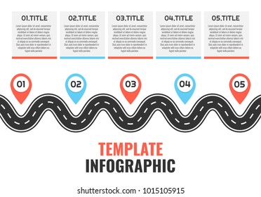 Navigation winding road vector way map infographic. Road infographic template. Vector illustration.
