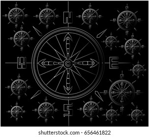 Navigational compass on the black background. - Illustration
Compass Rose 