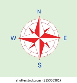 Navigational compass wind rose and directional needles vector illustration