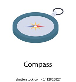 
Navigational device, compass icon in isometric design  
