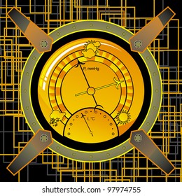 navigational instrument - the barometer in the style of steampunk on an abstract background