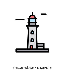 Navigational, lighthouse icon. Simple color with outline vector elements of pharos icons for ui and ux, website or mobile application