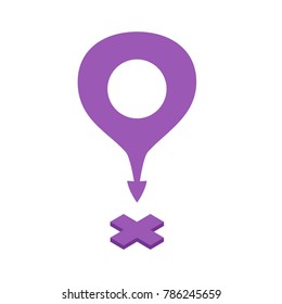 Navigational markers of different shapes. Navigation pins, navigational mark, navigation points. Vector illustration in a flat style.